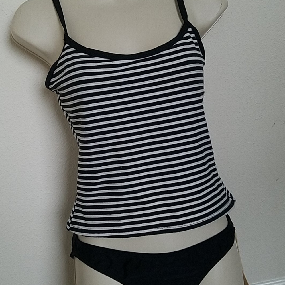 Black & white stripe tankini top